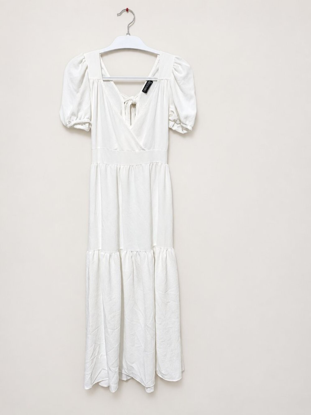 Dresscode White Puff Sleeve Tiered Maxi Dress Size S